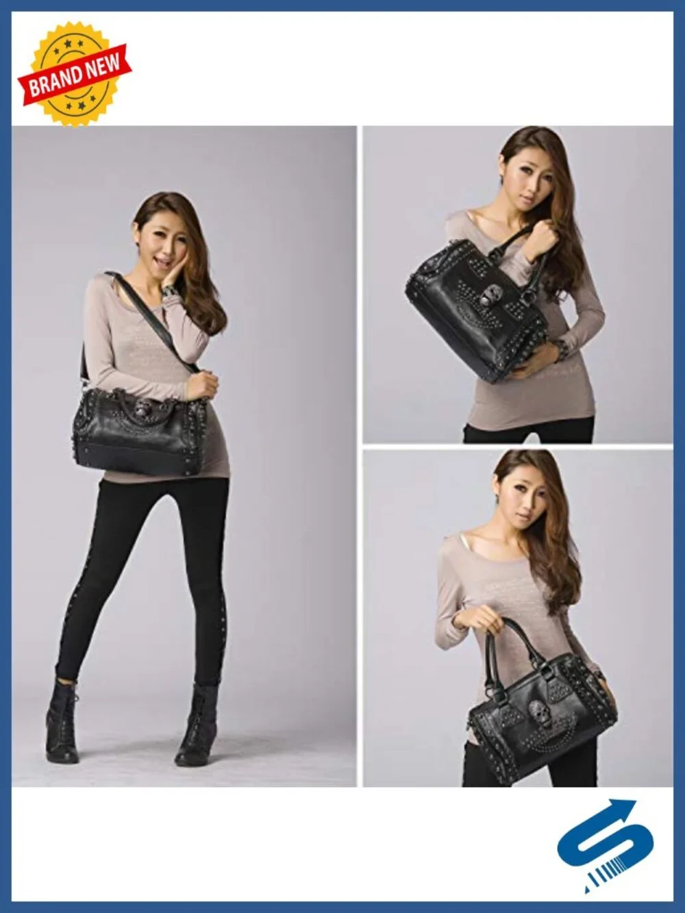 Canvas Punk Tote Handbag Shoulder Strap Crossbody